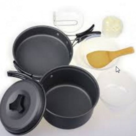 8Pcs Outdoor Camping Hiking Cookware Backpacking Cooking Picnic Bowl Pot